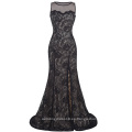 Starzz sin mangas de alta-Split Negro Lace vestido de noche largo ST000168-1